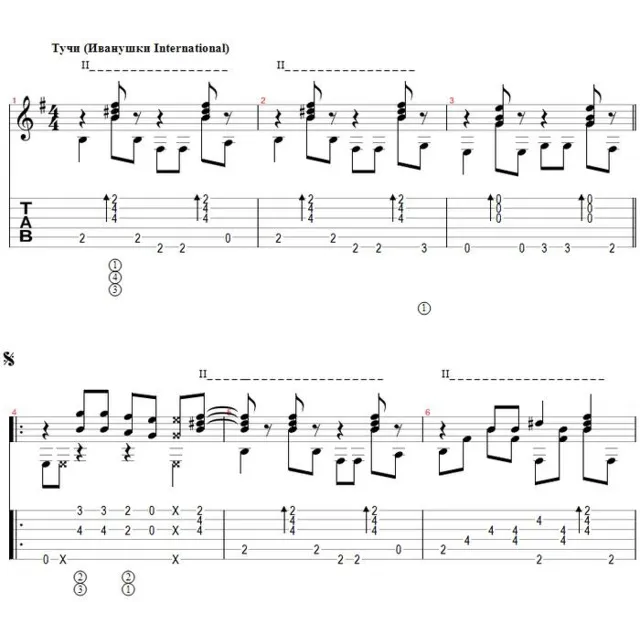 Тучи (Иванушки International) - переложение для гитары