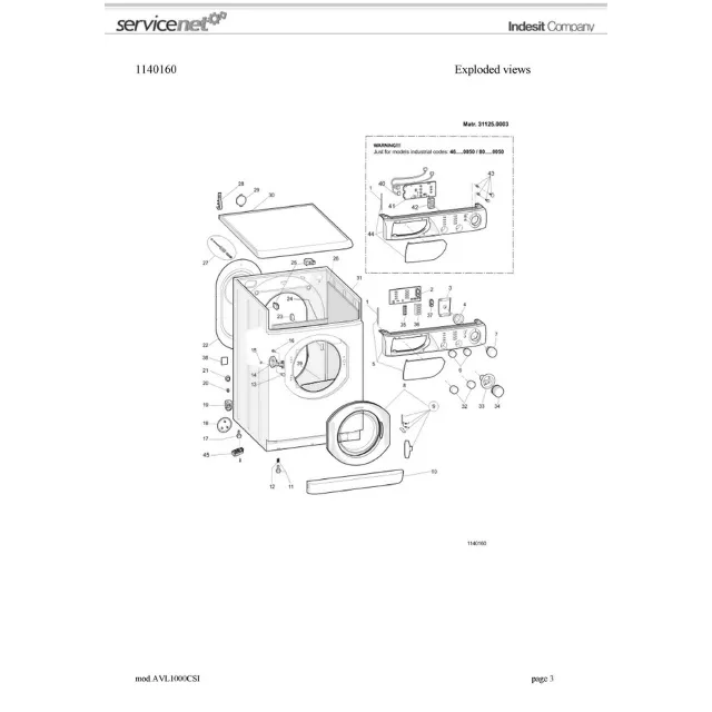 Сервис мануал стиральной машины Ariston AVL 1000