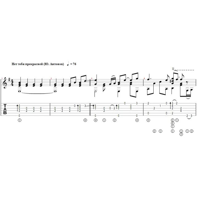 Нет тебя прекрасней (Антонов) - переложение для гитары