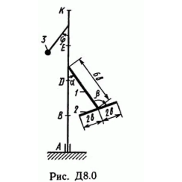 Решение задачи Д8 В05 (рис 0 усл 5) теормех Тарг 1989 г