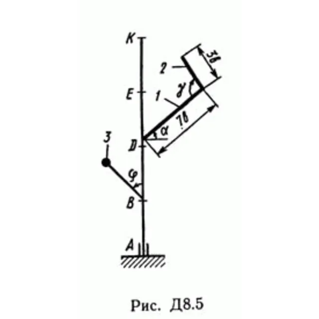 Решение задачи Д8 В53 (рис 5 усл 3) теормех Тарг 1989 г