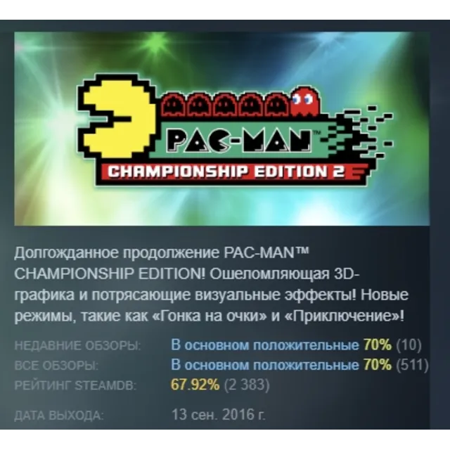 PAC-MAN™ CHAMPIONSHIP EDITION 2 STEAM KEY GLOBAL+РОССИЯ