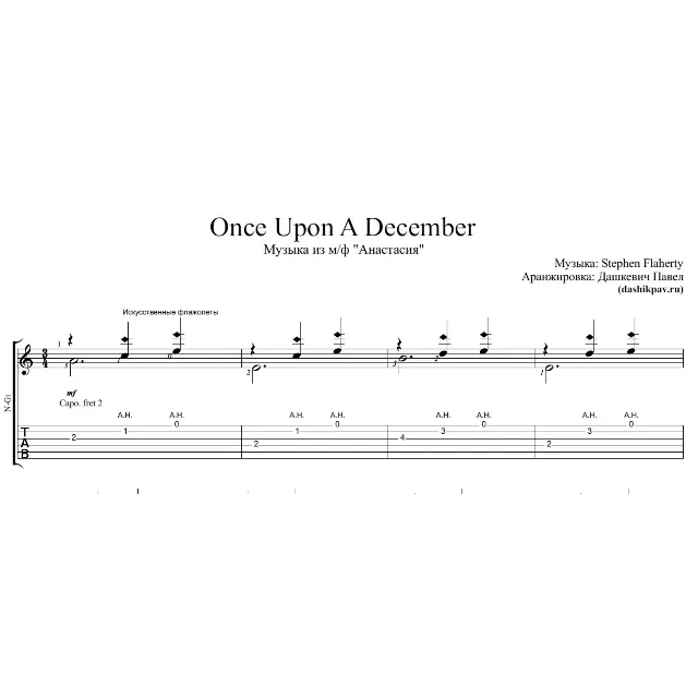 Once Upon A December - ноты и табы для гитары
