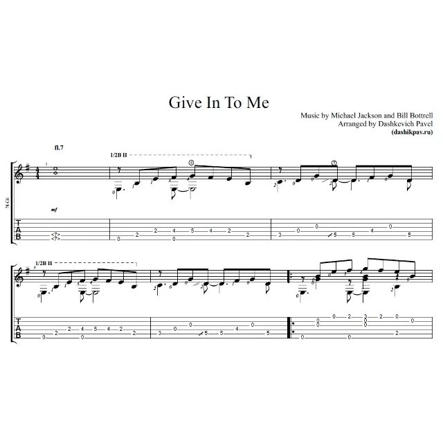 Give In To Me (Michael Jackson)-ноты и табы для гитары