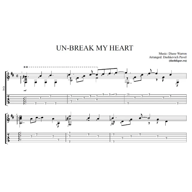Unbreak My Heart (Toni Braxton)-ноты и табы для гитары