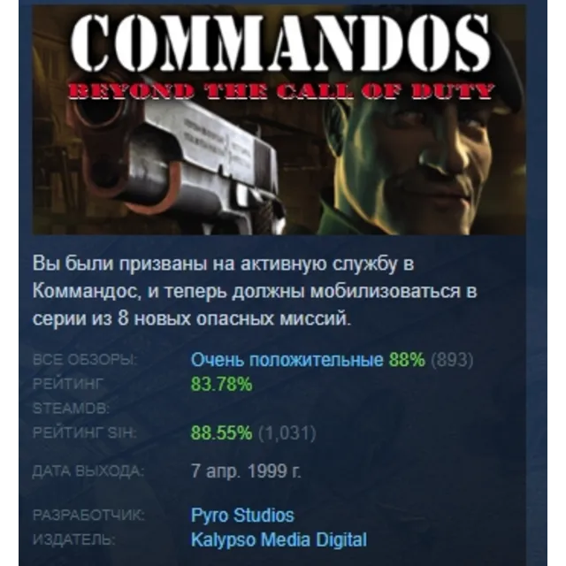 Commandos Beyond the Call of Duty STEAM KEY ЛИЦЕНЗИЯ