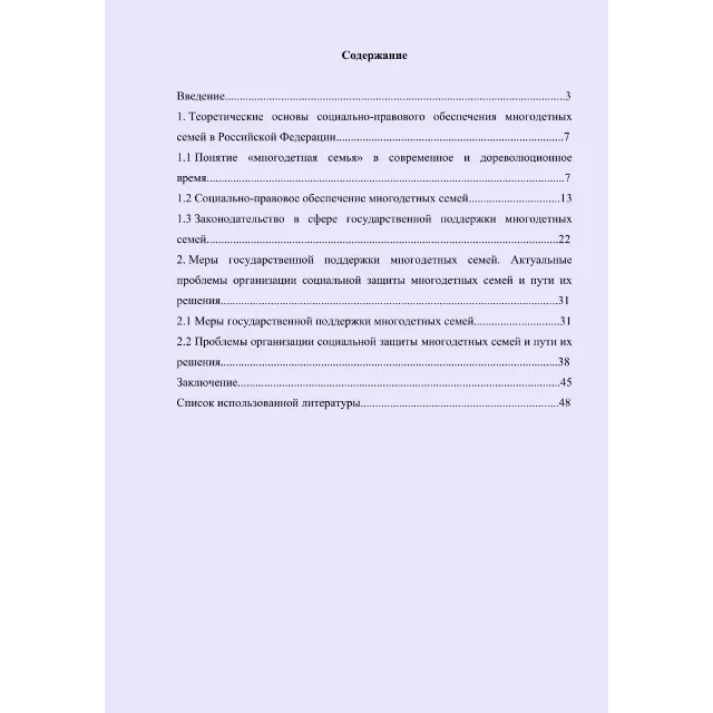 Социальная защита многодетных семей РФ (диплом)
