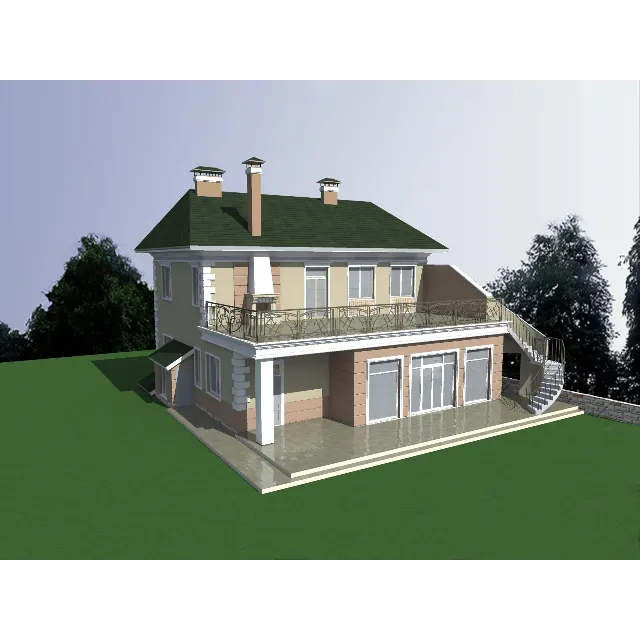 Двухэтажный кирпичный коттедж с подвалом (DWG)