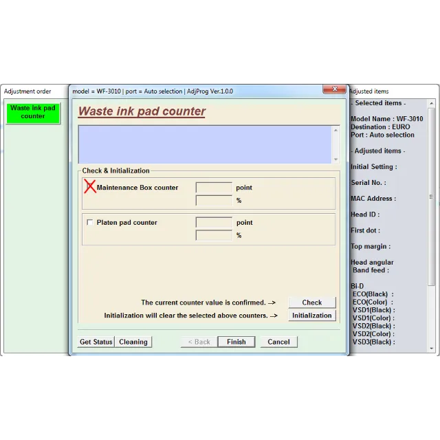 Adjustment program Epson WF3010, WF3520, WF3530, WF3540