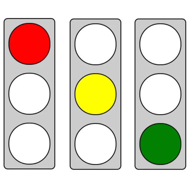 Работающий светофор со сменой цветов на Javascript