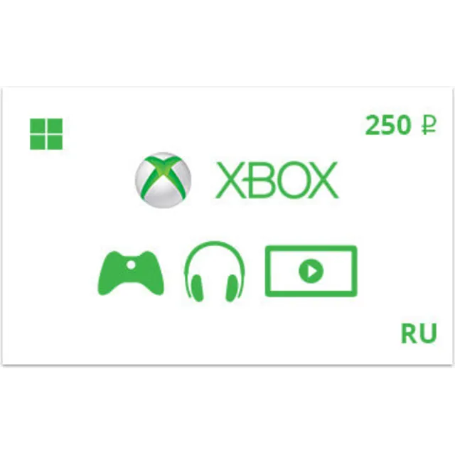 Карта оплаты Xbox Live 250 рублей
