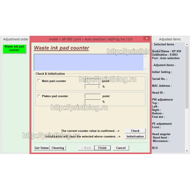 Adjustment program XP-510, XP-610, XP-615, XP-710