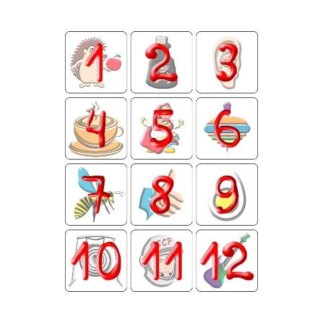 для запоминания карточки чисел 1-99