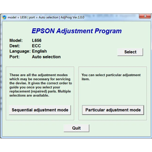 Adjustment program Epson L656