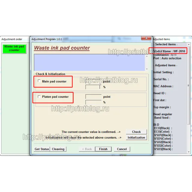 Adjustment program Epson WF 2010 \ WF 2010W \ WF 2011