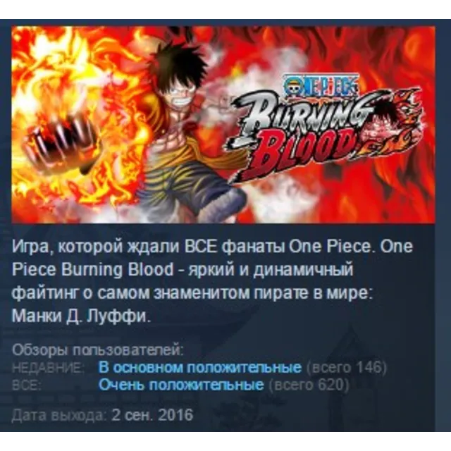 One Piece Burning Blood STEAM KEY СТИМ КЛЮЧ ЛИЦЕНЗИЯ