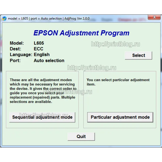 Adjustment program Epson L605 сброс памперса