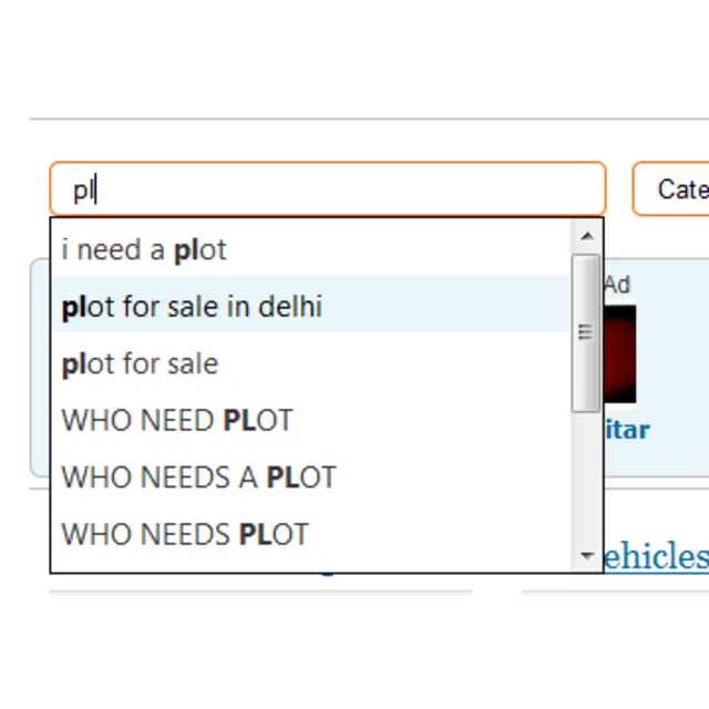 Osclass Ajax suggestion search