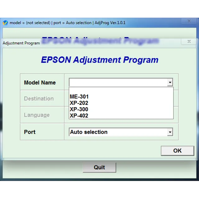 Adjustment program Epson ME301 XP202 XP300 XP402 (ESP)