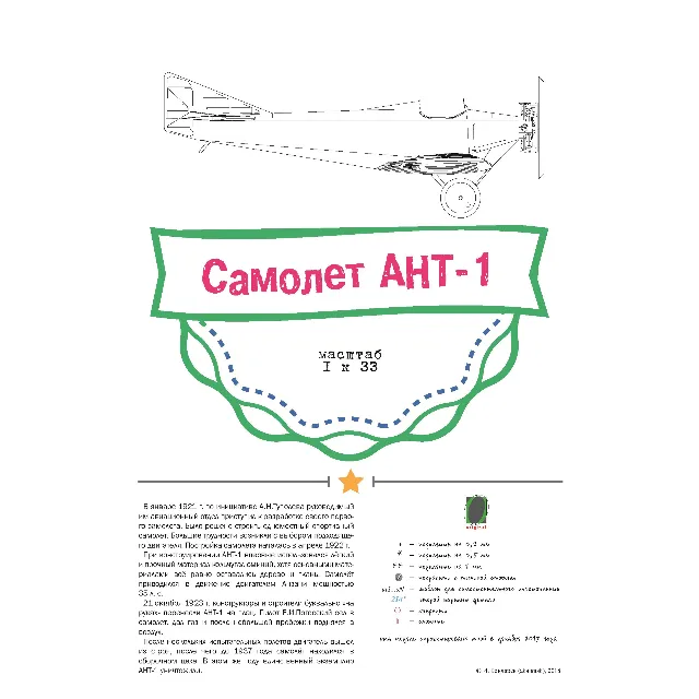 Самолет АНТ-1 (бумажная модель в масштабе 1/33)