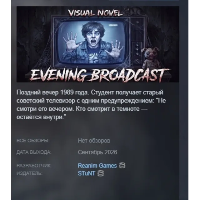 Visual Novel: EVENING BROADCAST STEAM KEY REGION GLOBAL+РОССИЯ ЛИЦЕНЗИЯ