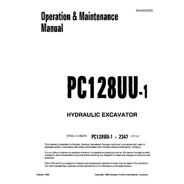 Komatsu PC128UU-1 Operation and Maintenance Manual