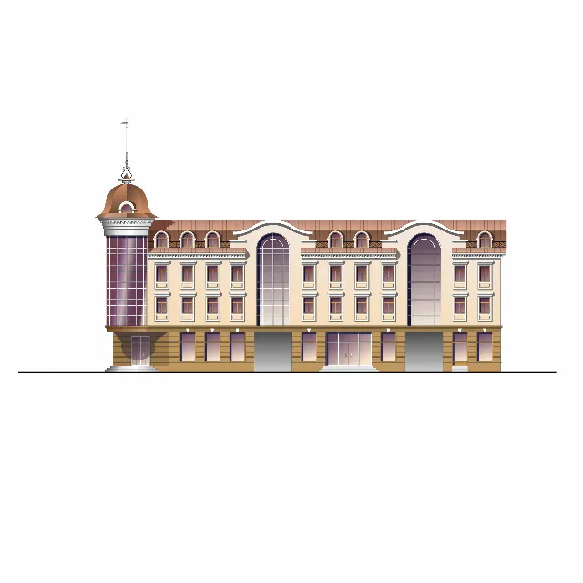 Фасад офисного центра в историческом стиле