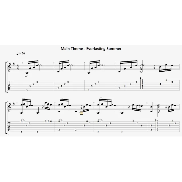 Everlasting summer Main theme - на гитаре ноты+табы