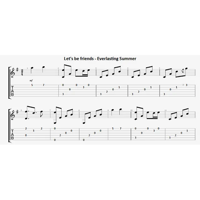 Let's be friends (Бесконечное лето) - гитара ноты+табы