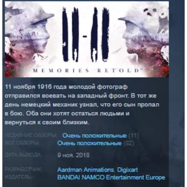 11-11 Memories Retold STEAM KEY GLOBAL+РОССИЯ