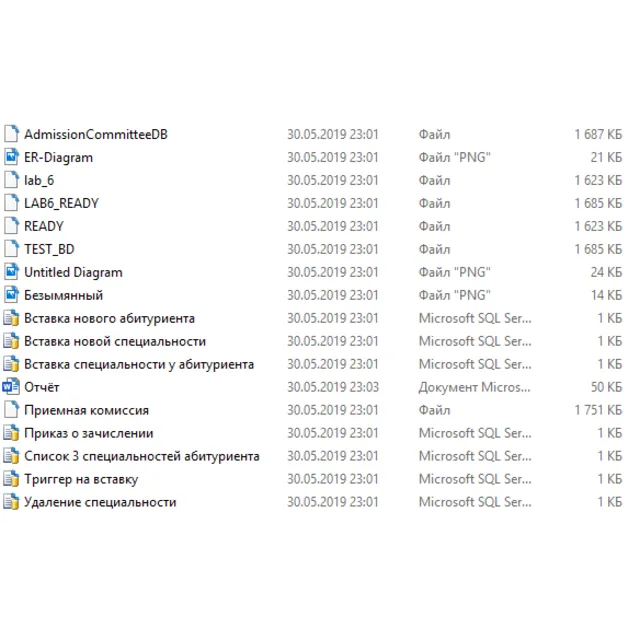 БД Приёмная комиссия SQL Server