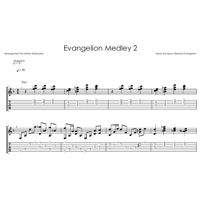Evangelion Medley 2 - Fingerstyle ноты+табы