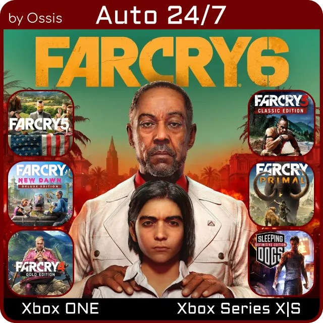 24/7 XBOX Far Cry 6 Gold, 5, 4 GOLD, 3 Classic, PRIMAL, Sleeping Dogs Definitive