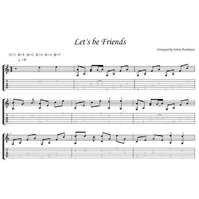 Let's be Friends - фингерстайл гитара + табы