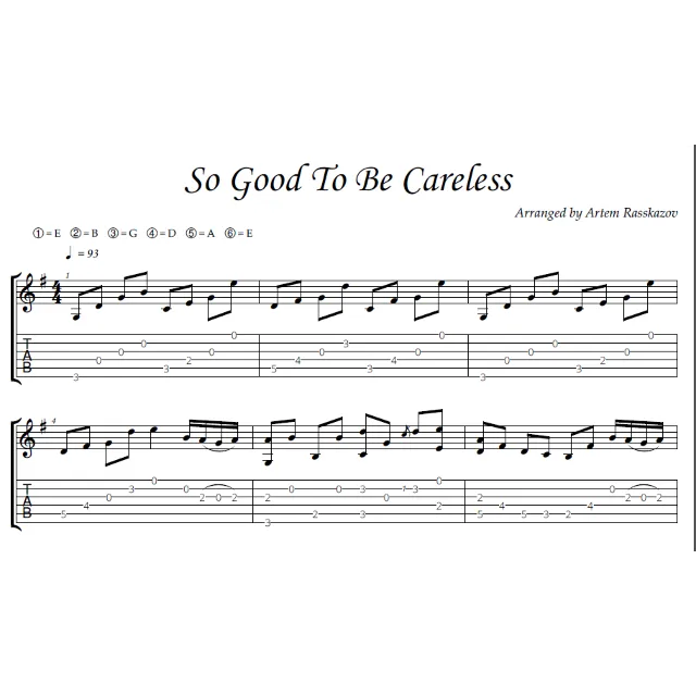 So Good to be Careless - фингерстайл гитара + табы