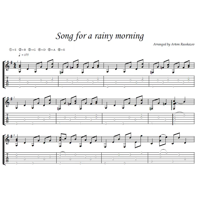 Song for a Rainy Morning - фингерстайл гитара + табы