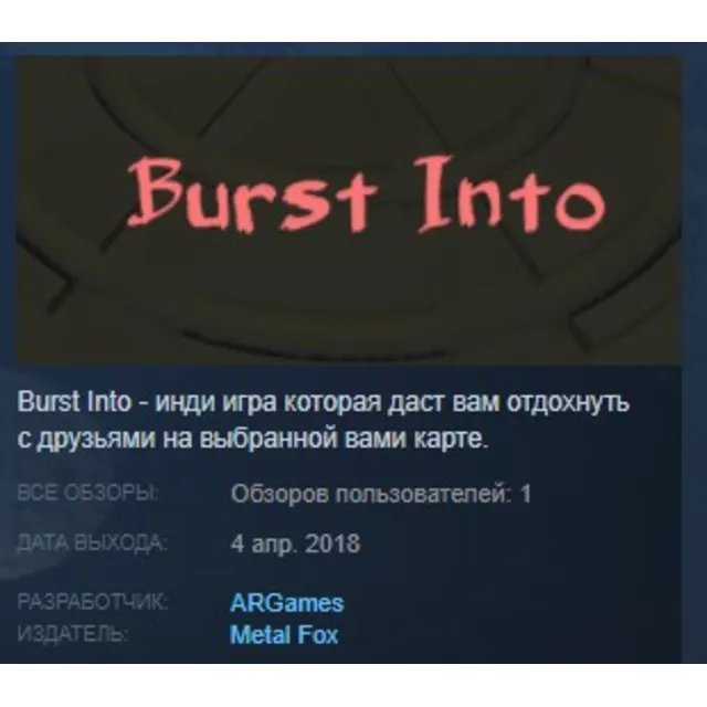 Burst Into STEAM KEY REGION FREE GLOBAL