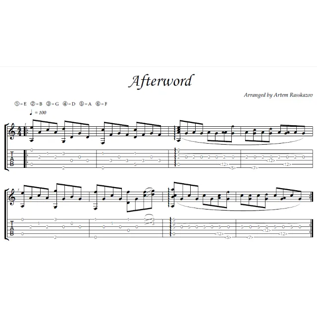 Afterword - гитара ноты+табы