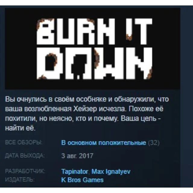 Burn It Down STEAM KEY REGION FREE GLOBAL