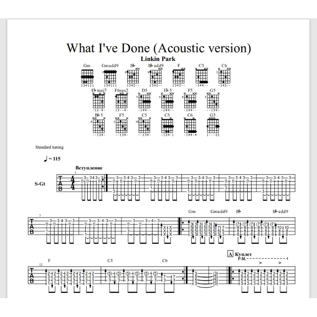 Табы к песне Linkin Park - What I've Done