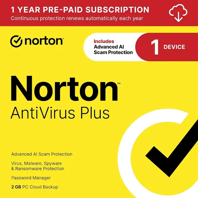 Norton AntiVirus Plus 1 devices / 1 год (Global)