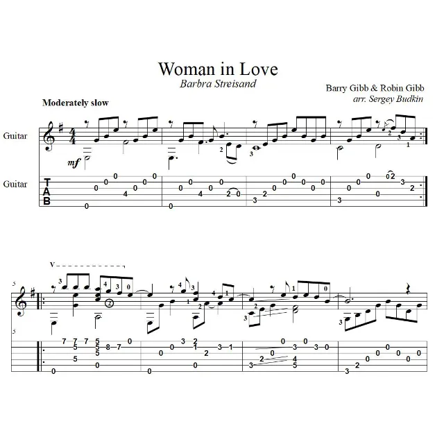 Woman in Love (Барбра Стрейзанд) - для гитары
