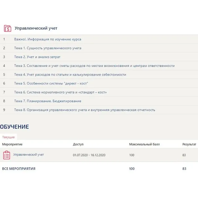 Управленческий учет Ответы Тест Синергия