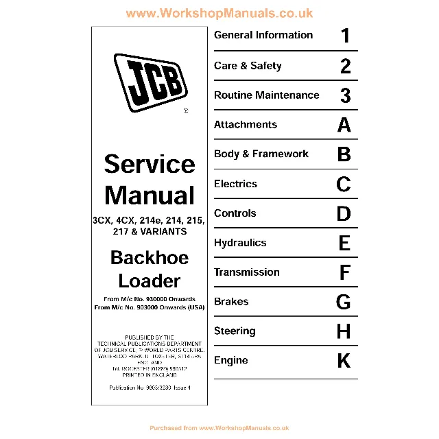 Сервис мануал экскаватор-погрузчик JCB 3cx 4cx eng