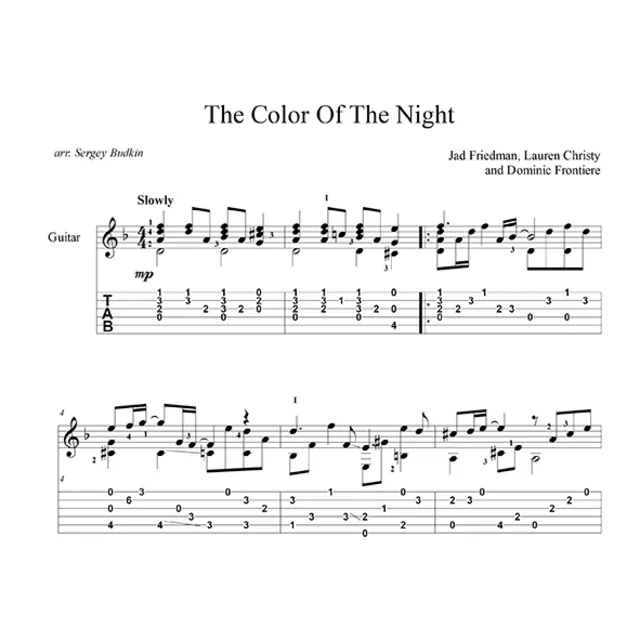 The Color Of The Night (из фильма Цвет ночи) для гитары