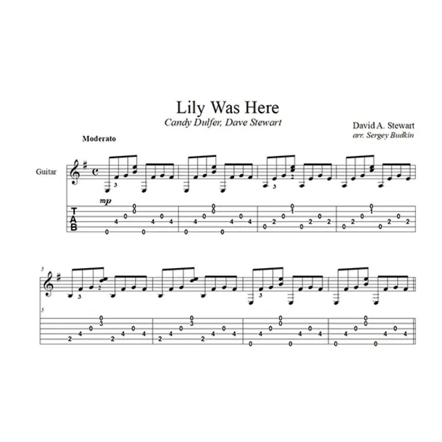 Lily Was Here (Дэвид Стюарт) для гитары