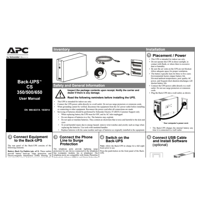 Инструкция на русском к APC Back-UPS BK500EI