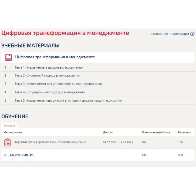 Цифровая трансформация в менеджменте тесты Синергия