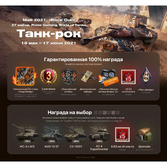 Twitch Prime Gaming WOT: "Танк Рок" (Rock Out) #27й