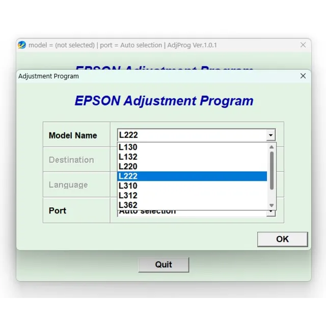 Сброс памперса EPSON AdjProg - L130 L132 L220 L222 L310 L312L362 L365 L366